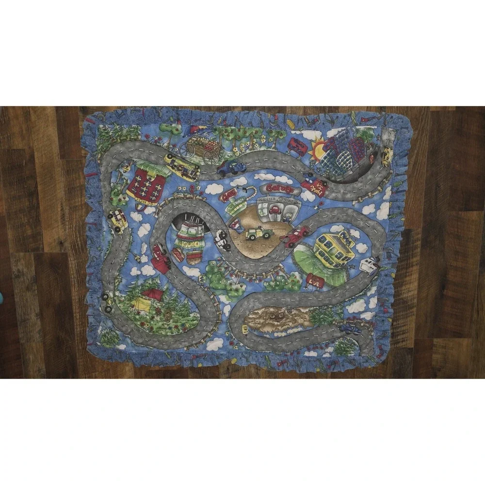Vintage Handmade Hot Wheels Cars Boy‎ Infant Toddler Quilt Reversible